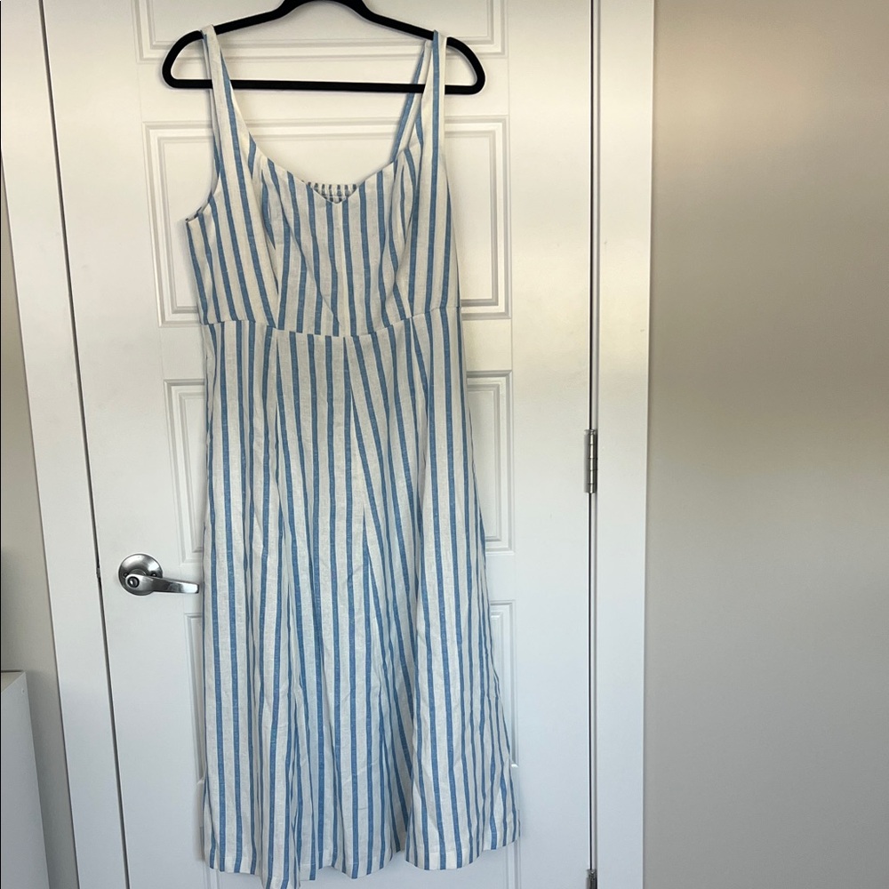 Old Navy Blue and White Striped Midi Dress